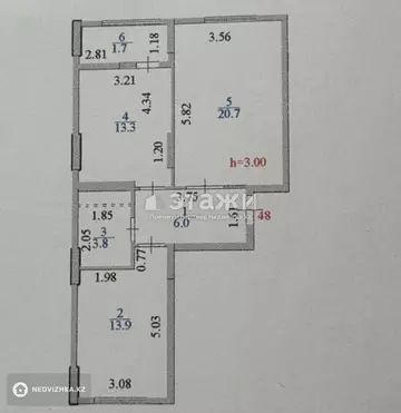 59.4 м², 2-комнатная квартира, этаж 9 из 12, 59 м², изображение - 9