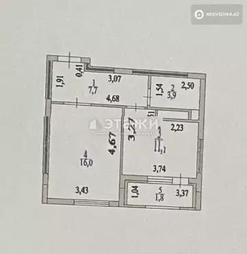 1-комнатная квартира, этаж 4 из 16, 40 м²