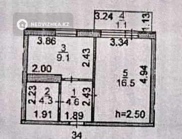 1-комнатная квартира, этаж 9 из 9, 36 м²