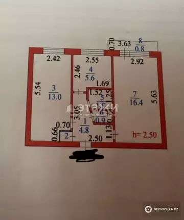 43 м², 2-комнатная квартира, этаж 5 из 5, 43 м², изображение - 13