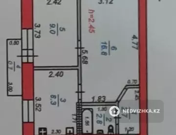 2-комнатная квартира, этаж 3 из 3, 40 м²