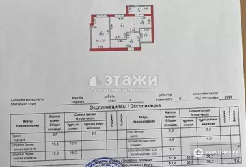 53.2 м², 2-комнатная квартира, этаж 2 из 9, 53 м², изображение - 31
