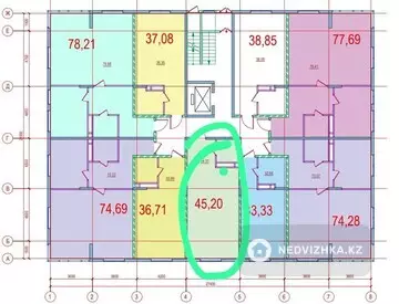 1-комнатная квартира, этаж 4 из 9, 45 м²