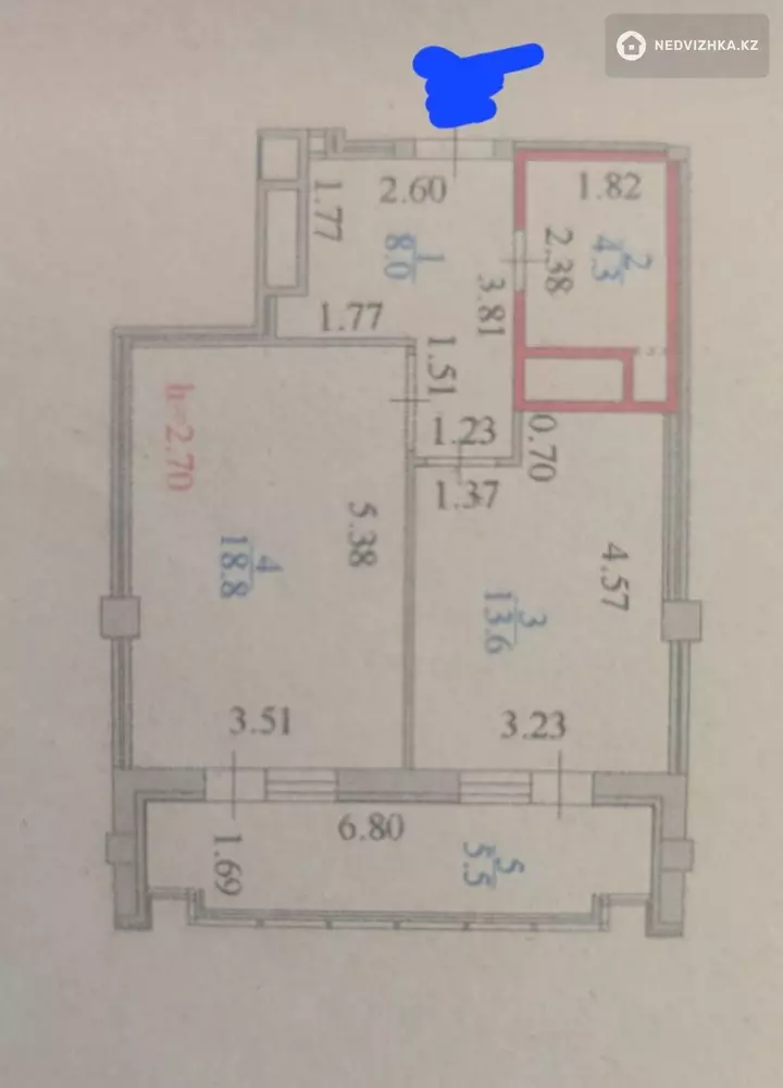 50.2 м², 1-комнатная квартира, этаж 3 из 9, 50 м², изображение - 1