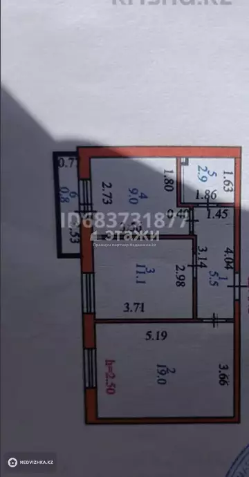 2-комнатная квартира, этаж 4 из 4, 49 м²