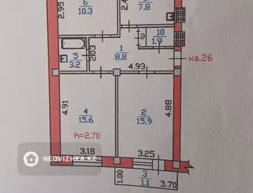 3-комнатная квартира, этаж 2 из 5, 66 м²