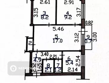 3-комнатная квартира, этаж 4 из 5, 50 м²