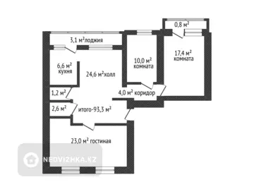 93.3 м², 4-комнатная квартира, этаж 3 из 5, 93 м², изображение - 9