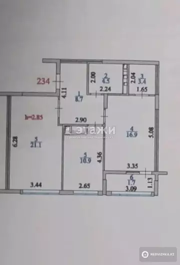 3-комнатная квартира, этаж 9 из 10, 68 м²