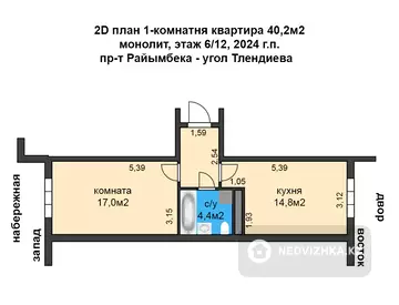 40.2 м², 1-комнатная квартира, этаж 6 из 12, 40 м², изображение - 7