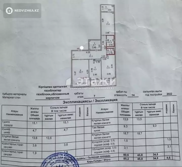 85.2 м², 3-комнатная квартира, этаж 7 из 14, 85 м², изображение - 1