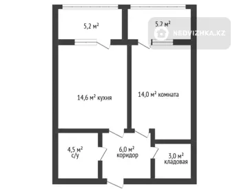 50 м², 1-комнатная квартира, этаж 5 из 9, 50 м², изображение - 7