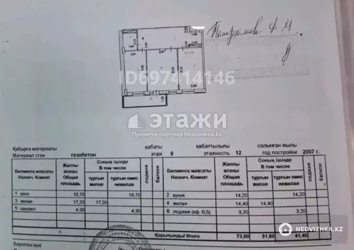 73 м², 2-комнатная квартира, этаж 9 из 12, 73 м², изображение - 1
