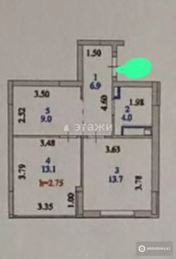 47 м², 2-комнатная квартира, этаж 9 из 12, 47 м², изображение - 11