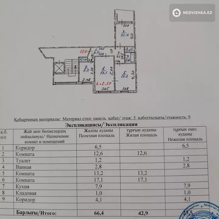 66 м², 3-комнатная квартира, этаж 5 из 9, 66 м², изображение - 1