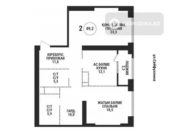 89 м², 2-комнатная квартира, этаж 6 из 15, 89 м², изображение - 0