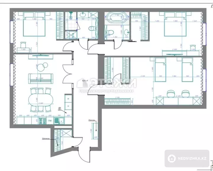 129.1 м², 4-комнатная квартира, этаж 2 из 9, 129 м², изображение - 1