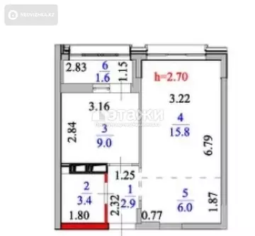 40 м², 2-комнатная квартира, этаж 13 из 14, 40 м², изображение - 11