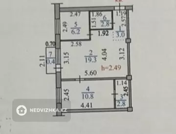 45.3 м², 2-комнатная квартира, этаж 4 из 4, 45 м², изображение - 7