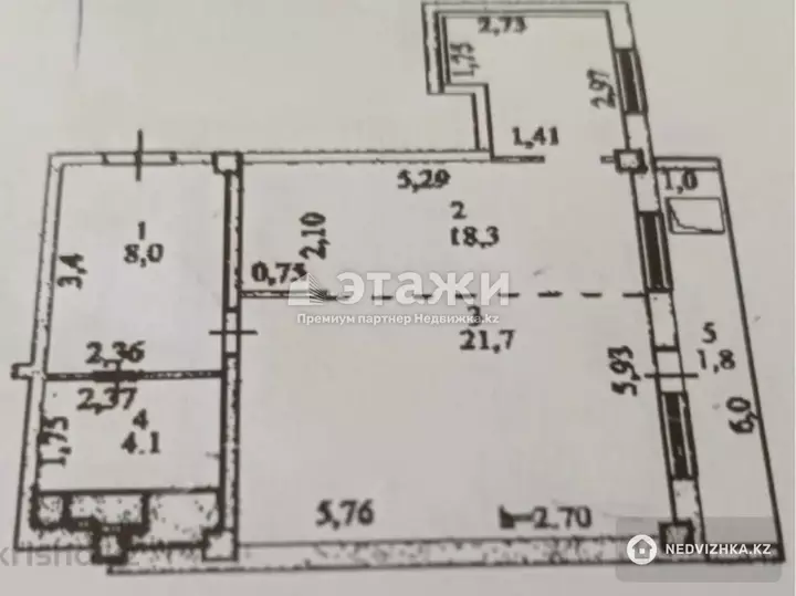 53.9 м², 2-комнатная квартира, этаж 10 из 10, 54 м², изображение - 1