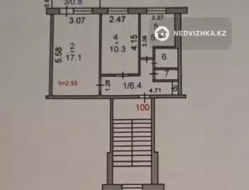 2-комнатная квартира, этаж 4 из 5, 44 м²