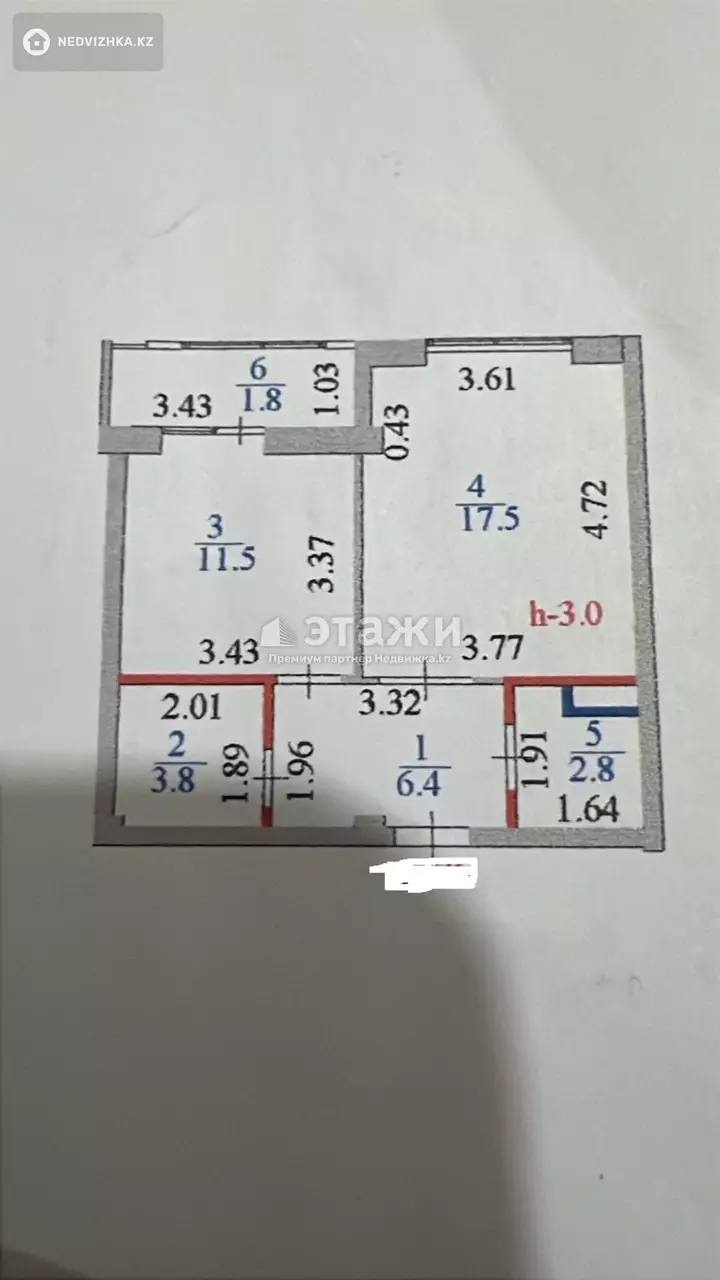 44 м², 1-комнатная квартира, этаж 14 из 18, 44 м², изображение - 1