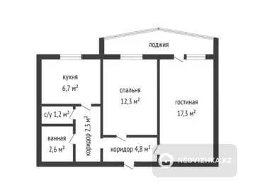 48.6 м², 2-комнатная квартира, этаж 1 из 5, 49 м², изображение - 11