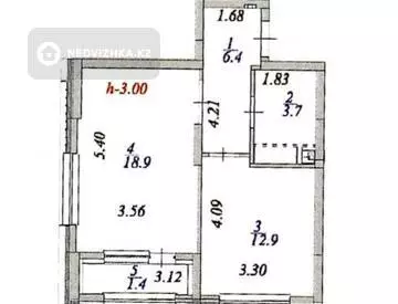 1-комнатная квартира, этаж 12 из 12, 43 м²