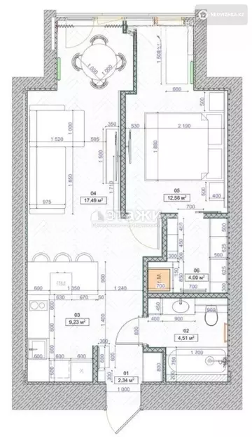 2-комнатная квартира, этаж 9 из 9, 52 м²