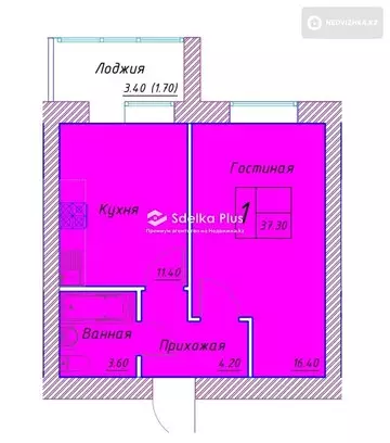 40 м², 2-комнатная квартира, этаж 8 из 9, 40 м², изображение - 9