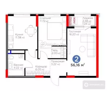 56 м², 2-комнатная квартира, этаж 3 из 9, 56 м², изображение - 25