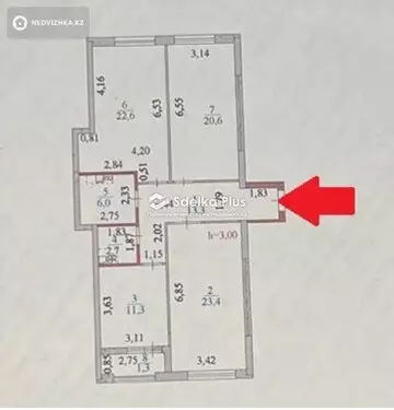 101.2 м², 3-комнатная квартира, этаж 5 из 19, 101 м², изображение - 19
