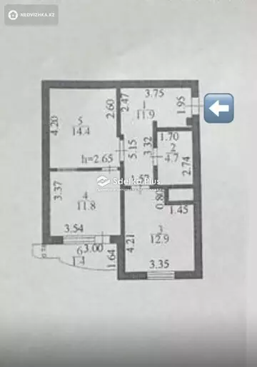 60 м², 2-комнатная квартира, этаж 6 из 16, 60 м², изображение - 4