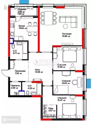 130 м², 4-комнатная квартира, этаж 6 из 20, 130 м², изображение - 11