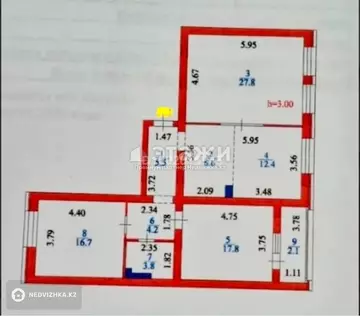 98 м², 4-комнатная квартира, этаж 6 из 9, 98 м², изображение - 16