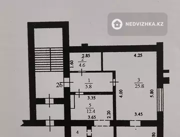 1-комнатная квартира, этаж 2 из 5, 59 м²