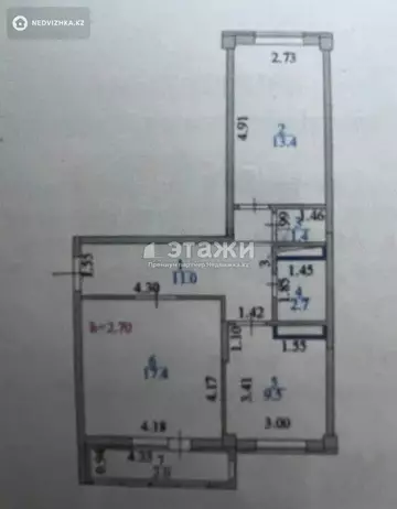 57.8 м², 2-комнатная квартира, этаж 8 из 9, 58 м², изображение - 4