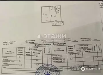 1-комнатная квартира, этаж 13 из 17, 48 м²
