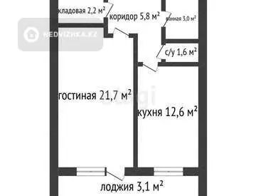 50 м², 1-комнатная квартира, этаж 6 из 9, 50 м², изображение - 14