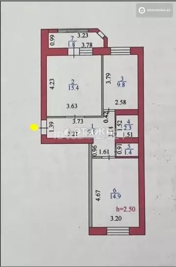 54.7 м², 2-комнатная квартира, этаж 3 из 9, 55 м², изображение - 8