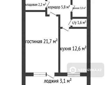 50 м², 1-комнатная квартира, этаж 6 из 9, 50 м², изображение - 14