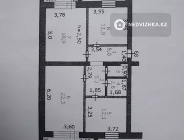 3-комнатная квартира, этаж 1 из 5, 85 м²