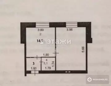 1-комнатная квартира, этаж 1 из 9, 42 м²
