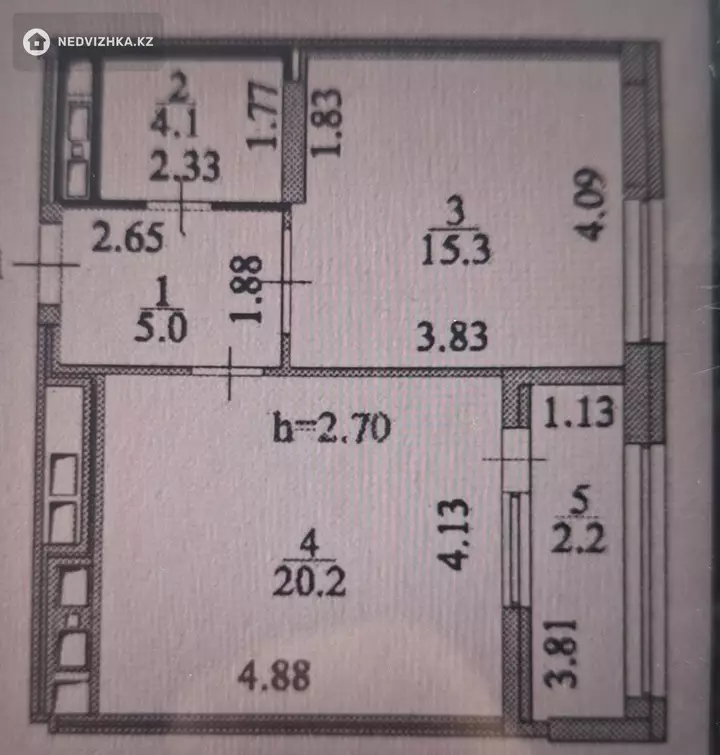 46.8 м², 2-комнатная квартира, этаж 4 из 22, 47 м², изображение - 1