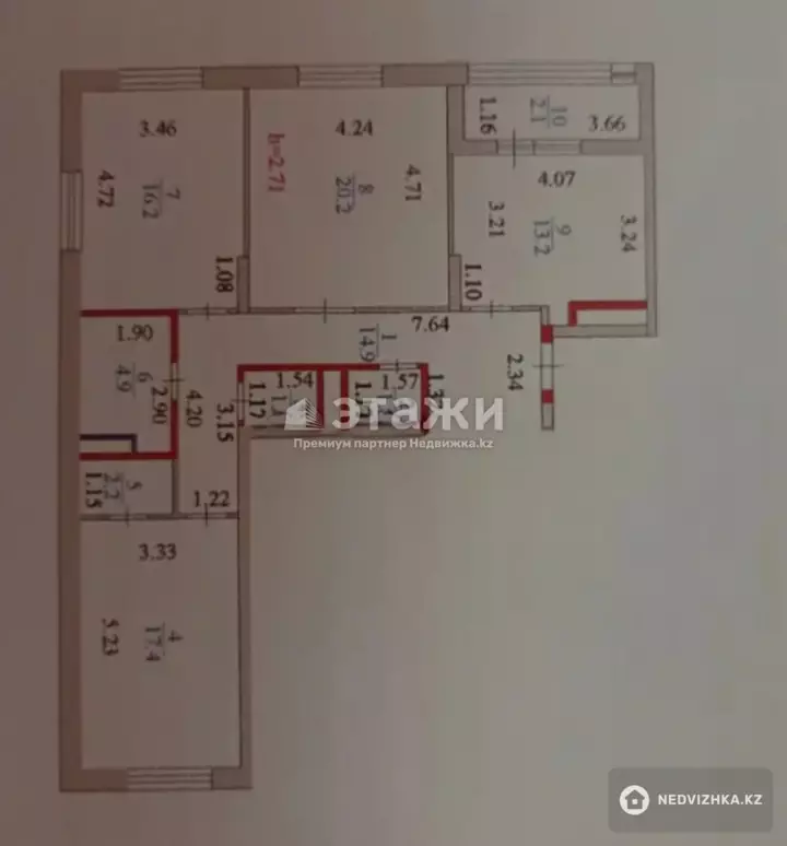 95 м², 3-комнатная квартира, этаж 6 из 9, 95 м², изображение - 1