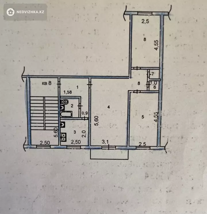 58 м², 3-комнатная квартира, этаж 2 из 4, 58 м², изображение - 1