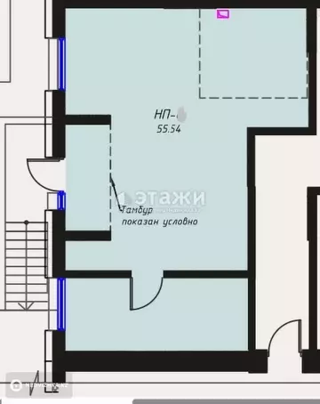 Офисное помещение, 9 этажей, 56 м²