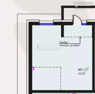 Офисное помещение, 9 этажей, 45 м²
