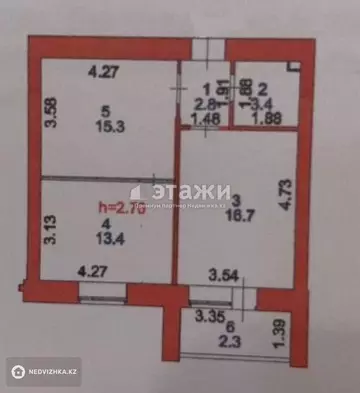 53.9 м², 2-комнатная квартира, этаж 6 из 13, 54 м², изображение - 11