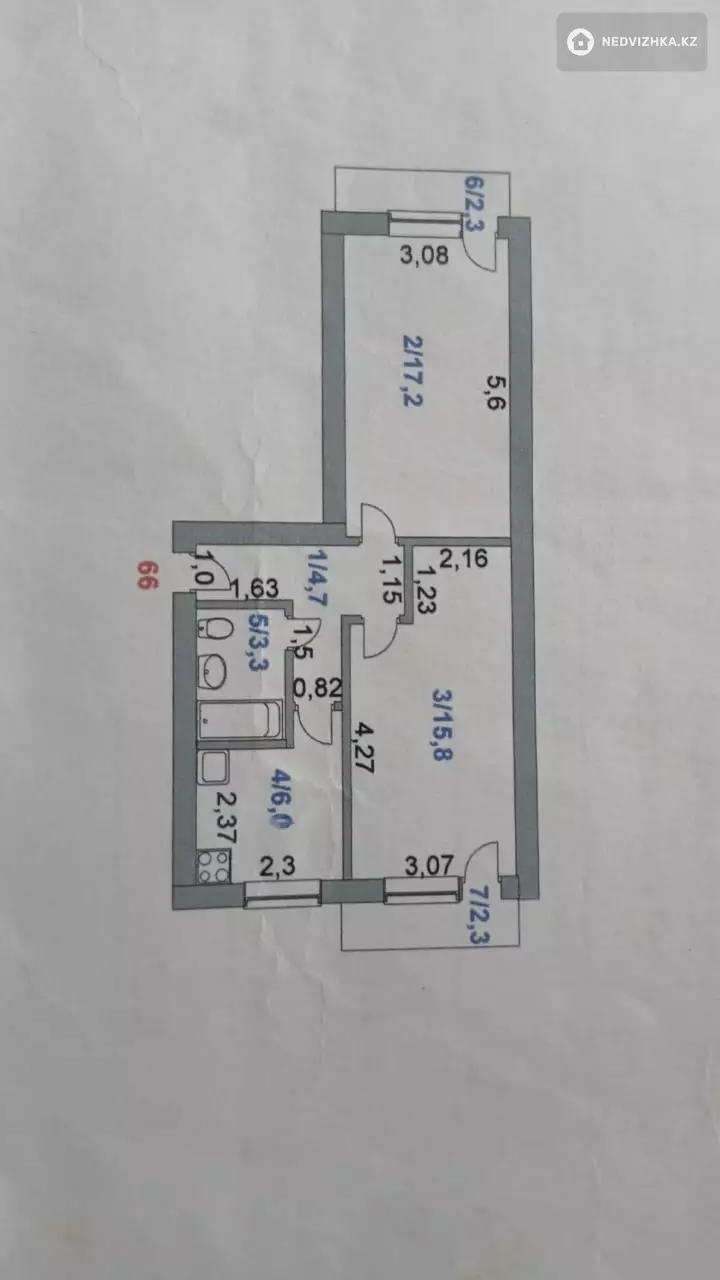 48.4 м², 2-комнатная квартира, этаж 2 из 5, 48 м², изображение - 1
